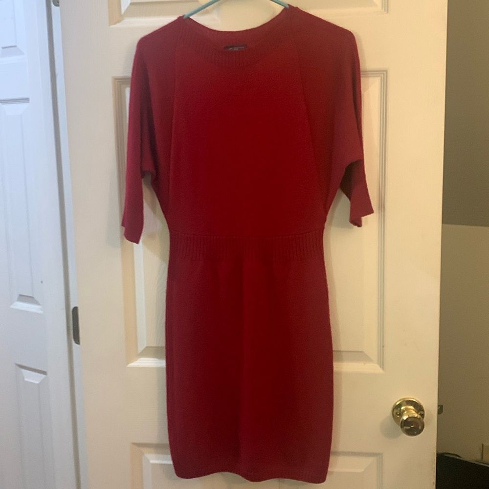 THE LIMITED SWEATER DRESS DARK RED DOLMAN SLEEVE CORPCORE SZ MED PETITE